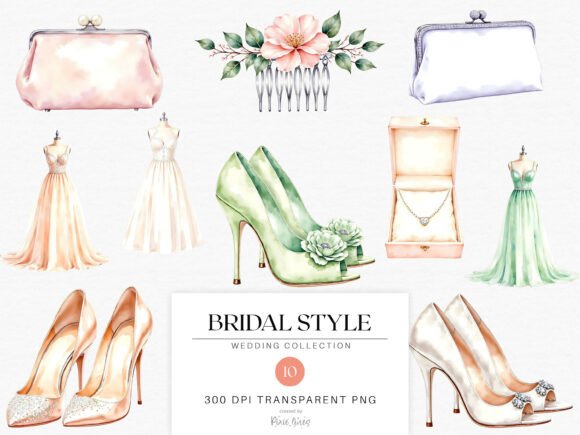 Download Watercolor Vintage Wedding Bridal Style - Watercolor Collection