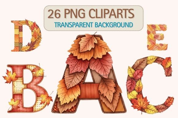 Download Autumn Watercolor Leaf Alphabet Clipart - Watercolor Collection