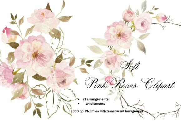 Download Soft Pink Roses Watercolor Clipart PNG - Watercolor Collection