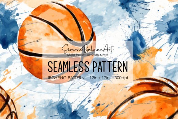 Download Basketball Watercolor Seamless Pattern - Watercolor Collection