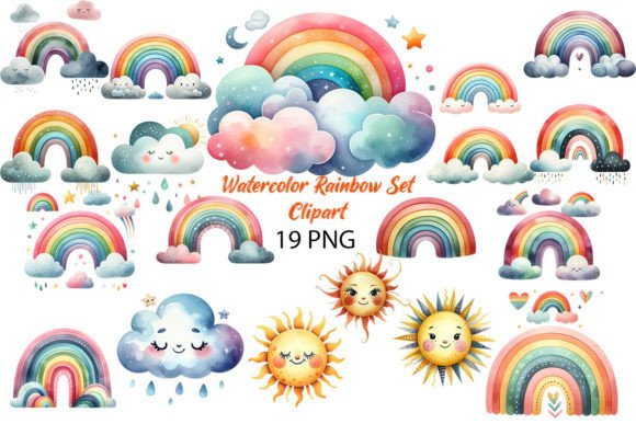 Download Watercolor Rainbow Set Clipart - Watercolor Collection