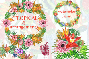 Download Tropic Watercolor Clipart TROPICAL FLOWERS Tropical Wreaths Flower Bouquets Summer Clipart - Watercolor Collection