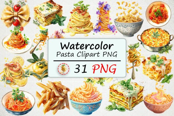 Download Watercolor Pasta Clipart PNG - Watercolor Collection