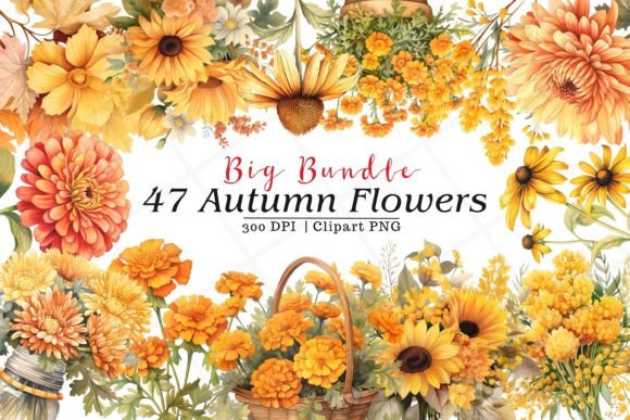Download Autumn Flowers Bundle Watercolor Clipart - Watercolor Collection