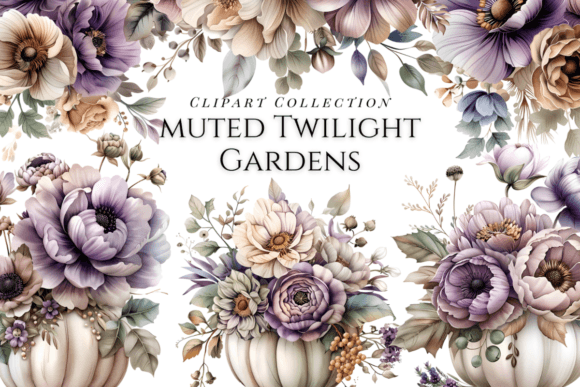 Download Watercolor Muted Twilight Fall Flowers - Watercolor Collection