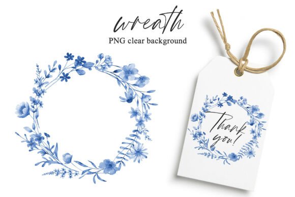 Download Wreath Blue Flowers and Leaves, Png - Blue Collection