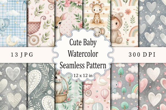 Download Cute Baby Watercolor Seamless Pattern - Watercolor Collection