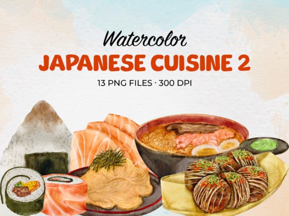 Download Watercolor Japanese Cuisine 2 Clip Art - Watercolor Collection