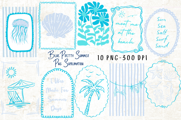 Download Blue Pretty Summer PNG Sublimation - Blue Collection