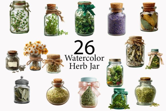 Download Herb Jar Watercolor Clipart  - Watercolor Collection