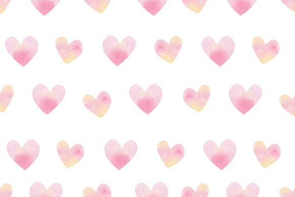 Download Watercolor Pink Hearts Seamless Pattern - Watercolor Collection