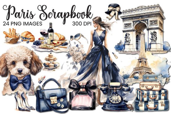 Download Watercolor Paris Scrapbook Elements PNG - Watercolor Collection