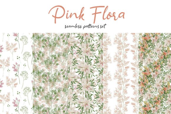 Download Watercolor Pink Flora PNG Pattern Set - Watercolor Collection