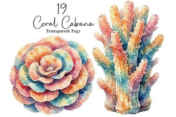 Download Coral Cabana Watercolor Clipart Set - Watercolor Collection