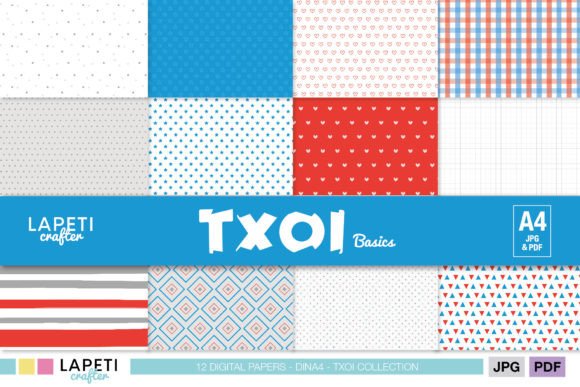 Download Red and Blue Geometric Scrapbook Paper - Blue Collection
