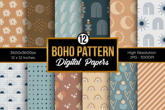 Download Boho Pattern Digital Papers Pack - Boho pattern Collection