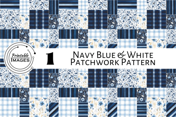 Download Navy Blue &amp; White Patchwork Free Pattern - Blue Collection