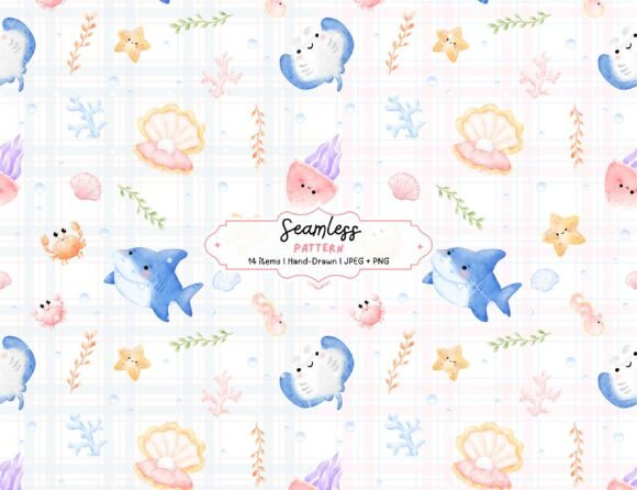 Download Pastel Ocean Watercolor Seamless Pattern - Watercolor Collection