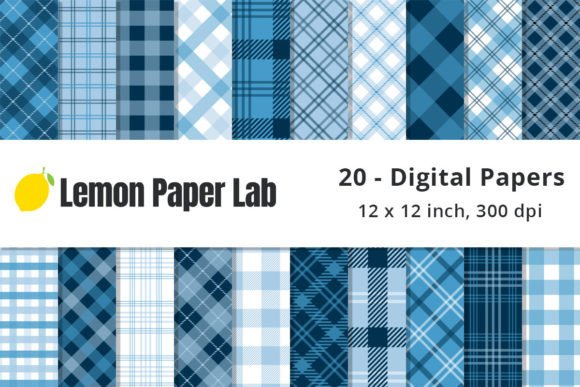 Download Winter Blue Plaid Digital Background - Blue Collection