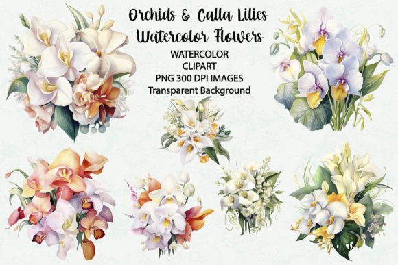 Download Orchids Calla Lilies Flowers Watercolor - Watercolor Collection