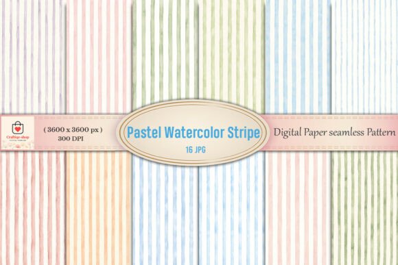 Download Pastel Watercolor Stripe Digital Paper P - Watercolor Collection