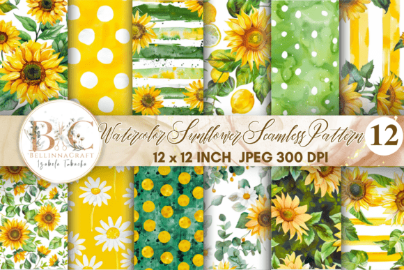 Download Watercolor Sunflower Seamless Pattern - Watercolor Collection