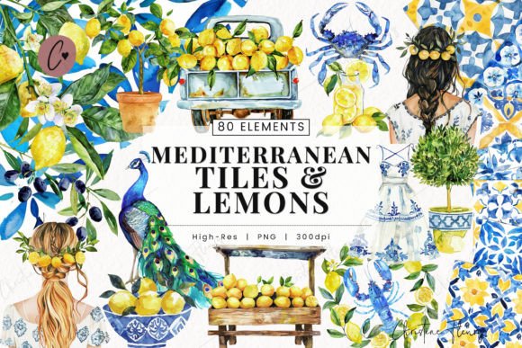 Download 80 Mediterranean Watercolor Clipart - Watercolor Collection