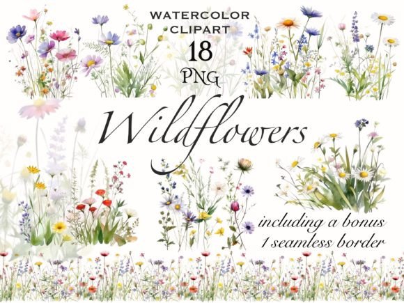 Download Wildflower Meadow Watercolor Clipart - Watercolor Collection