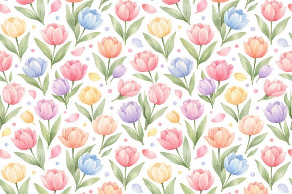 Download Watercolor Tulip Seamless PNG Pattern - Watercolor Collection