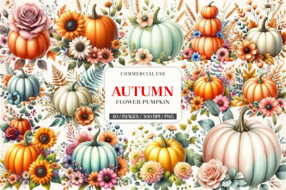 Download Watercolor Autumn Flower Pumpkin Clipart - Watercolor Collection