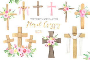 Download Watercolor Easter Floral Crosses - Watercolor Collection