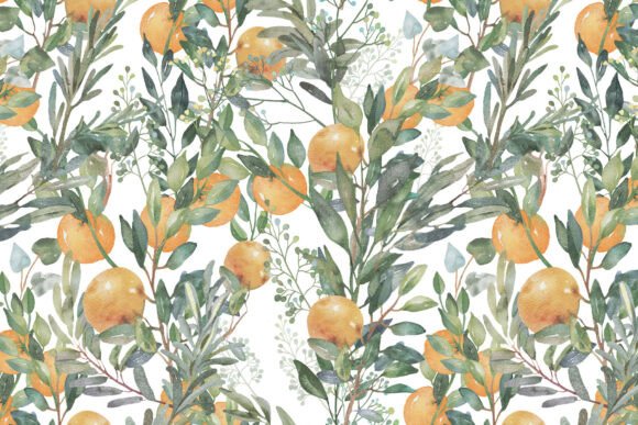 Download Oranges &amp; Herbs Watercolor PNG Pattern - Watercolor Collection