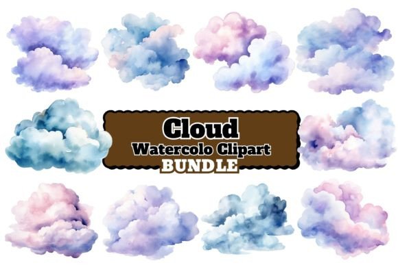Download Watercolor Clouds PNG Clipart Bundle - Watercolor Collection