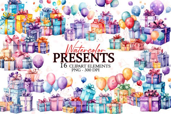 Download Colorful Presents Watercolor Sublimation - Watercolor Collection