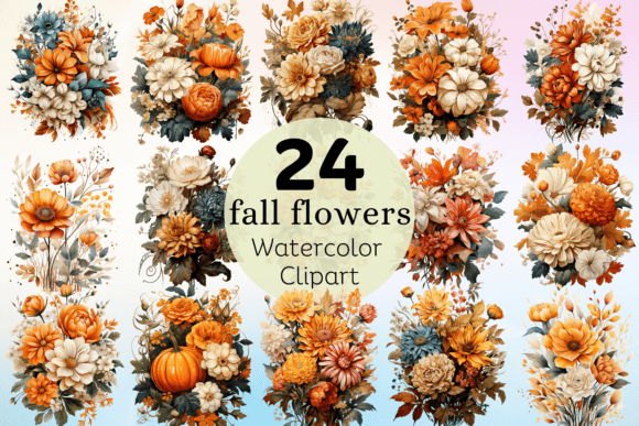 Download Fall Flowers Watercolor Clipart Bundle - Watercolor Collection