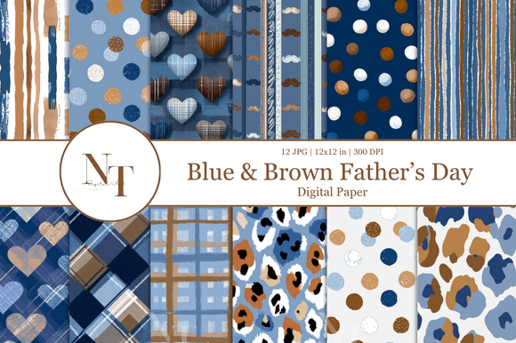 Download Blue &amp; Brown Father’s Day Digital Paper - Blue Collection