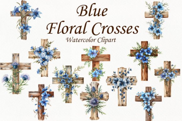 Download Blue Floral Crosses Clipart - Blue Collection