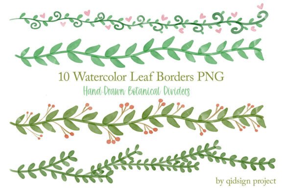 Download 10 Watercolor Leaf Borders PNG - Watercolor Collection