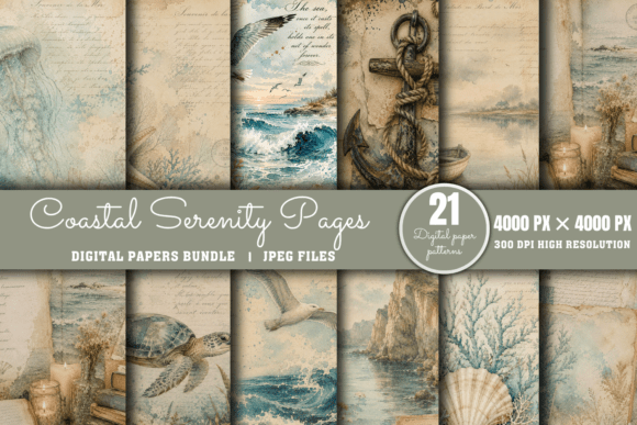 Download Coastal Digital Paper Bundle, Pages - Coast Collection
