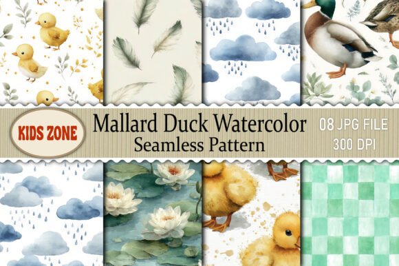 Download Mallard Duck Watercolor Seamless Pattern - Watercolor Collection