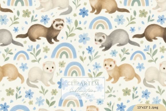 Download Watercolor Ferret Boho Pattern Unisex - Boho pattern Collection