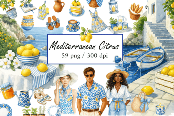 Download Watercolor Mediterranean Summer Clipart - Watercolor Collection
