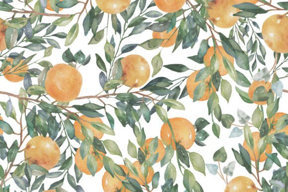 Download Watercolor Oranges Handmade PNG Pattern - Watercolor Collection