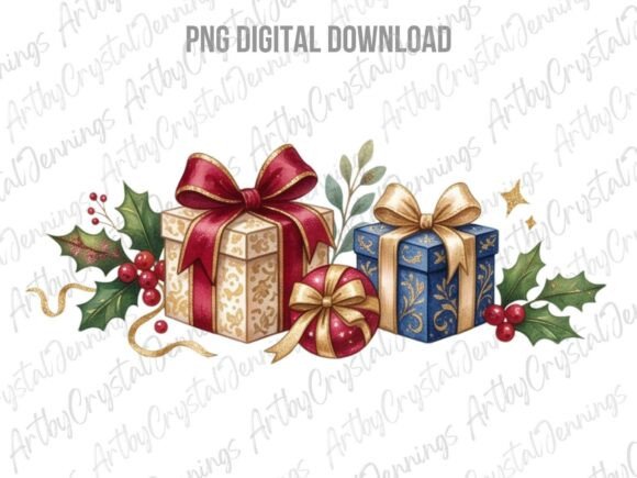 Download Christmas Presents Watercolor Gifts PNG - Watercolor Collection