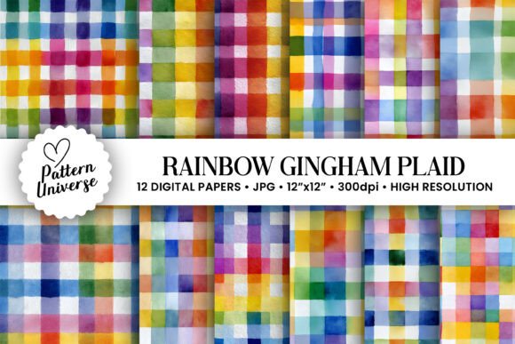 Download Watercolor Rainbow Gingham Plaid - Watercolor Collection
