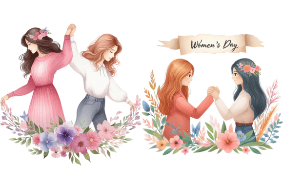 Download 2 Unity Watercolor Women Clipart Bundle - Watercolor Collection