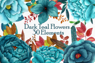 Download Watercolor Clipart WATERCOLOR FLOWERS Autumn Flowers Teal Flowers Wedding Flowers Fall Wedding - Watercolor Collection