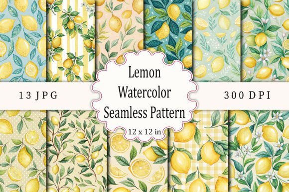 Download Lemon Watercolor Seamless Pattern - Watercolor Collection