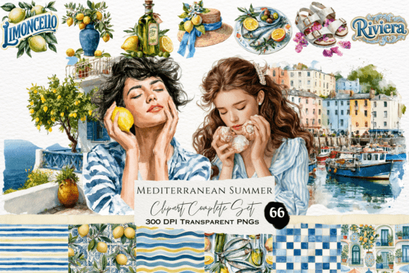 Download Mediterranean Summer Watercolor Clipart - Watercolor Collection