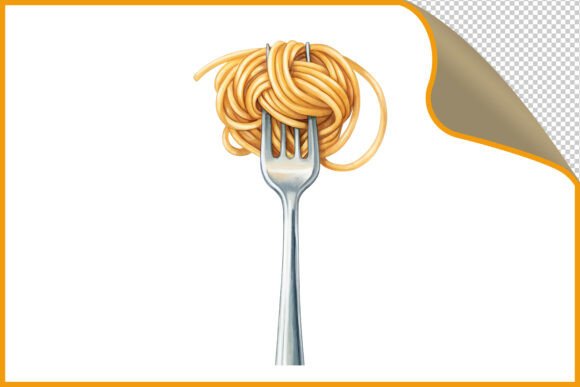 Download Spaghetti on Silver Fork Watercolor PNG - Watercolor Collection